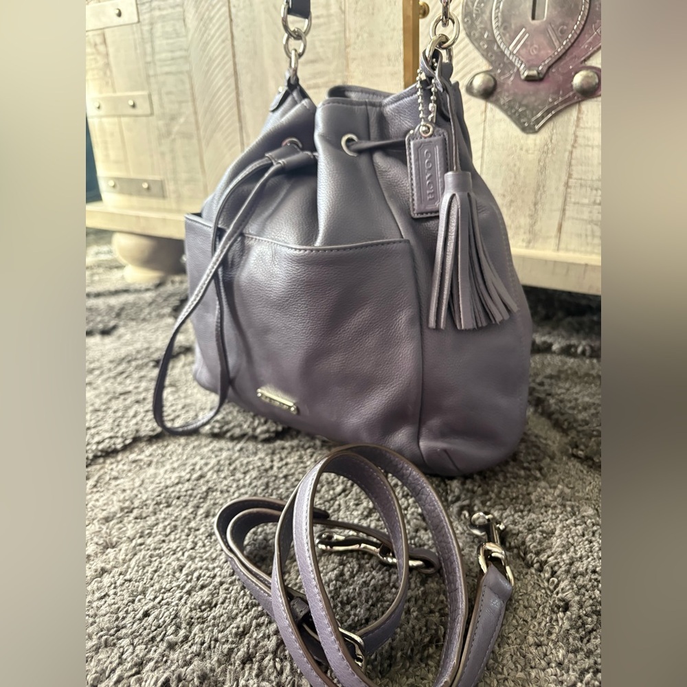 Coach Purple Leather Shoulder Bag - Picture 7 of 16